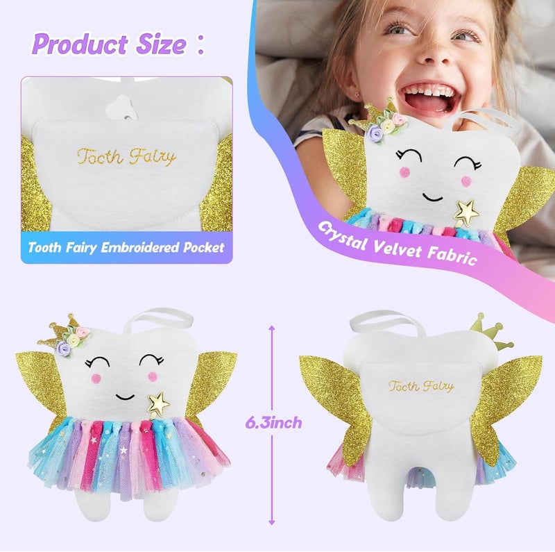 Malihome Beautiful Tooth Fairy Pillow Colorful Skirt Tooth Fairy Doll Lost Teeth Keepsake Gift for Kids - Image 3